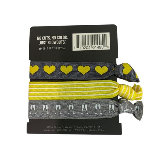 Bun-Day Besties Set of 6 New Hair Elastics Gray Yellow Heart Champagne - Picture 4 of 5